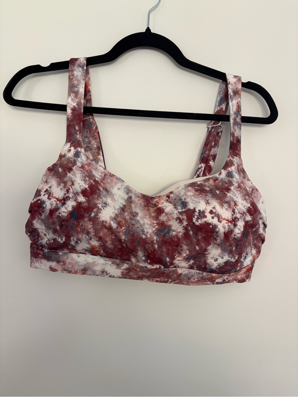 Addition Elle Tie-Dye Swim Bralette in Maroon and White